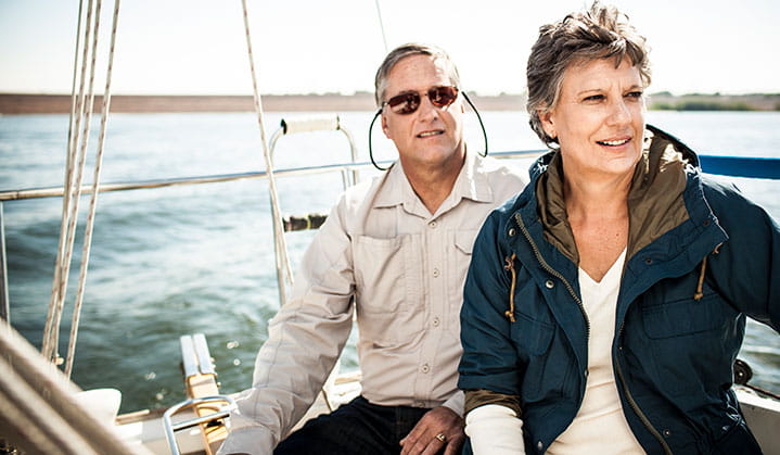 Couple on a boat exploring retirement planning options and wealth building strategies through BOK Financial.
